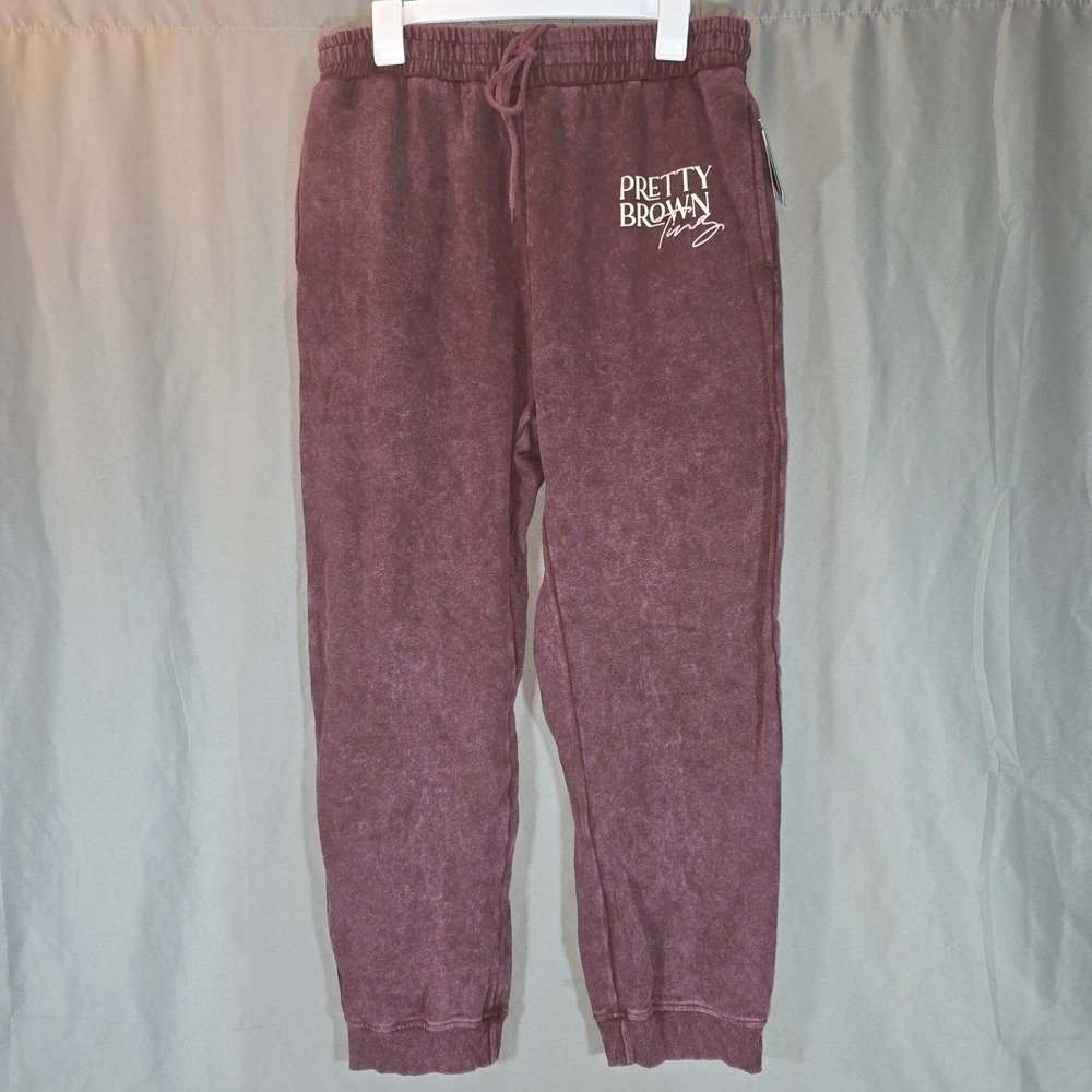 Legendary Rootz Pretty Brown Ting Acid Wash Joggers Burgundy XXL LER0030J4082